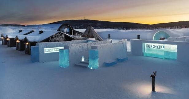 Icehotel seen from the last part of the way in.